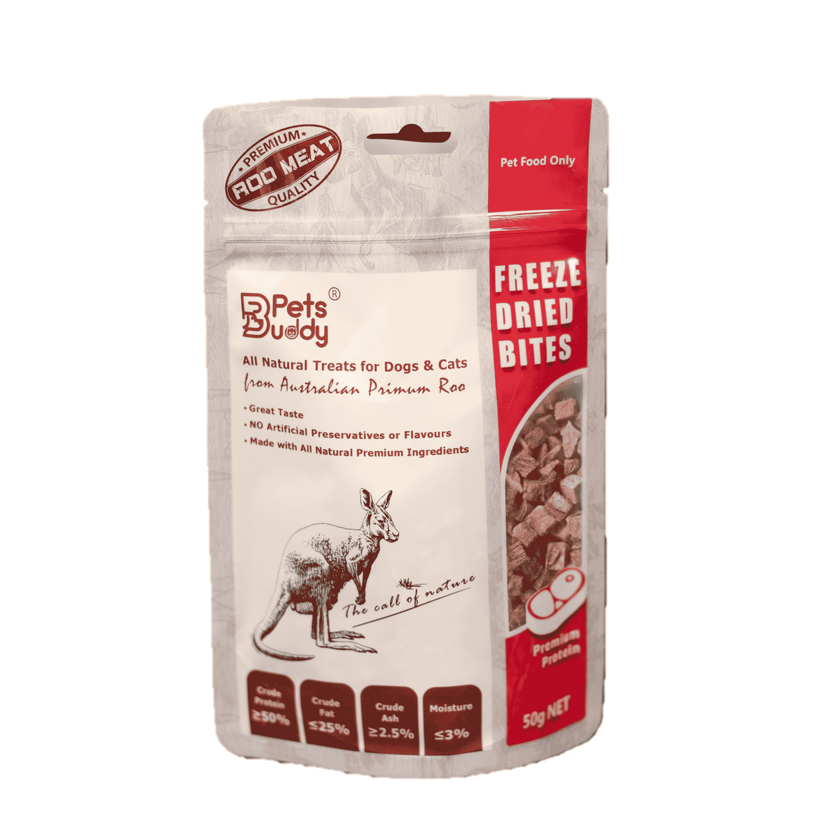 PetsBuddy Freeze Dried Treat Roo 50g