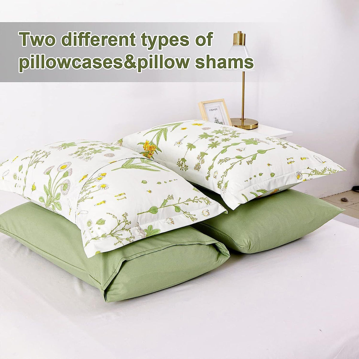 Vintage Delicate green bloom 3 Pc Comforter & Pillow Cover Set