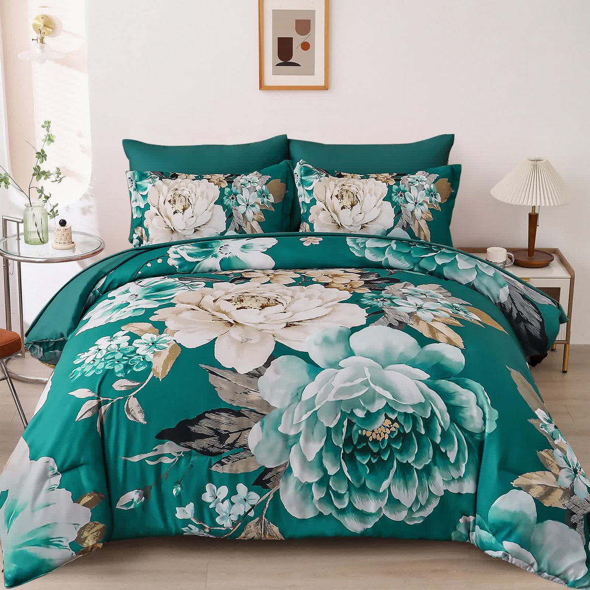 Pure Haven green floral 3‑Piece Comforter Set