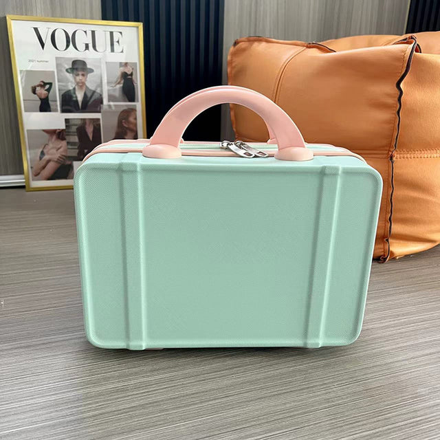 Personalized stylish and lightweight blue and pink mini suitcase for short trips