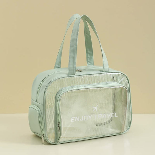 Waterproof beach bag with wet and dry separation, gym and swim storage bag, toiletries and cosmetic bag for swimsuits and goggles (green has shoe compartment)