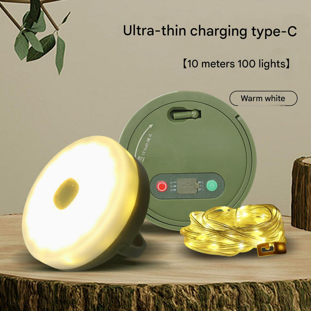 Rechargeable LED Camping Light with 10m Retractable String Light (Warm White)