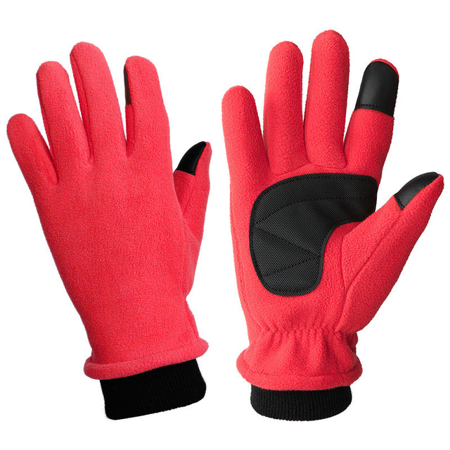 M Red Warm Windproof Touchscreen Gloves - Anti-Slip Grip for Winter Cycling & Outdoor Sports