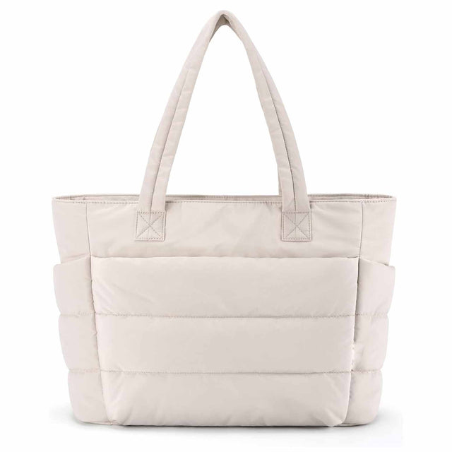 Beige Large Capacity Nylon Tote Bag for Women - Fashionable Travel Shoulder & Crossbody Handbag