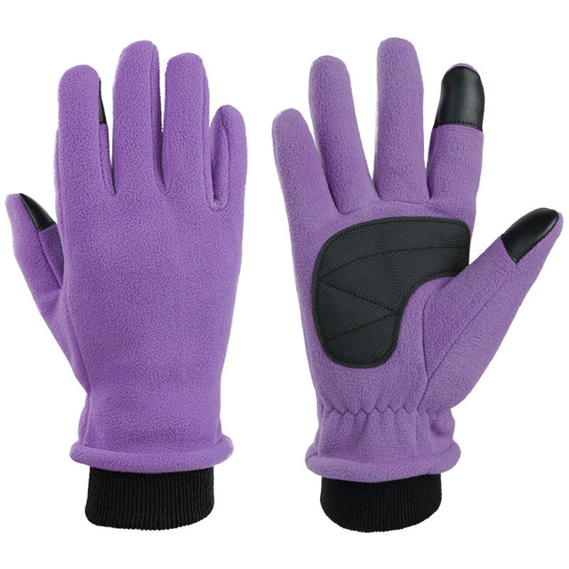 S Purple Warm Windproof Touchscreen Gloves - Anti-Slip Grip for Winter Cycling & Outdoor Sports