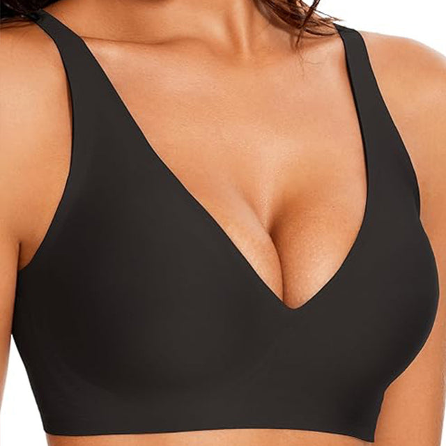 M Black Women Seamless Wire-Free Bra Comfortable Full Coverage Bralette Invisible Wireless Lingerie for Everyday and Sleep