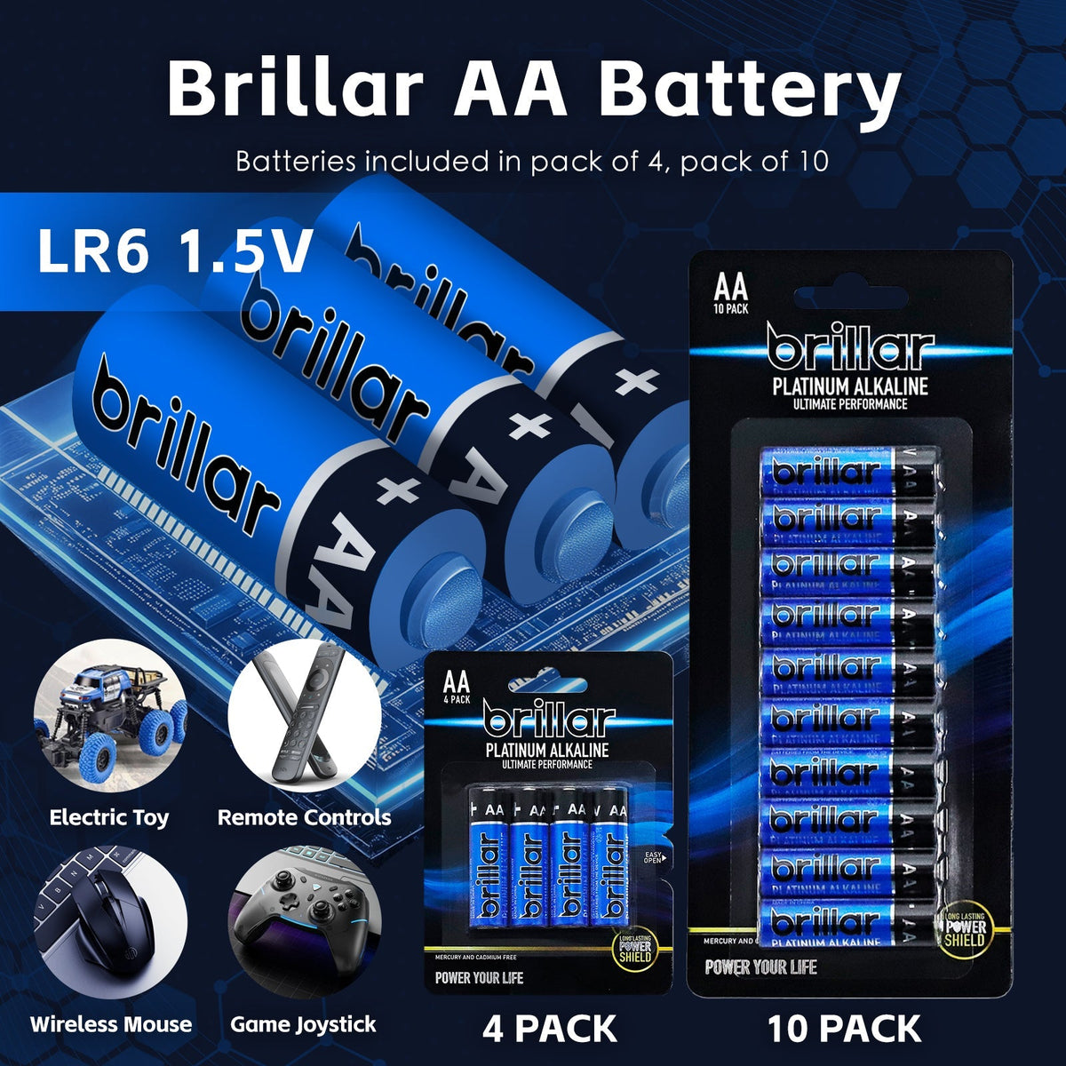 50 Pcs Brillar AA Platinum Alkaline Batteries