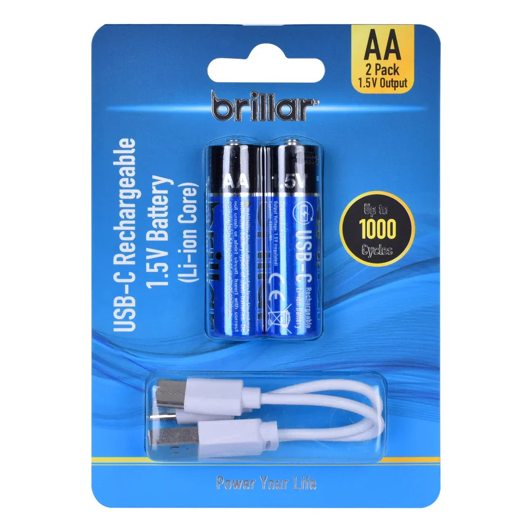 2 PCS AA USB Rechargeable LI-ION Battery
