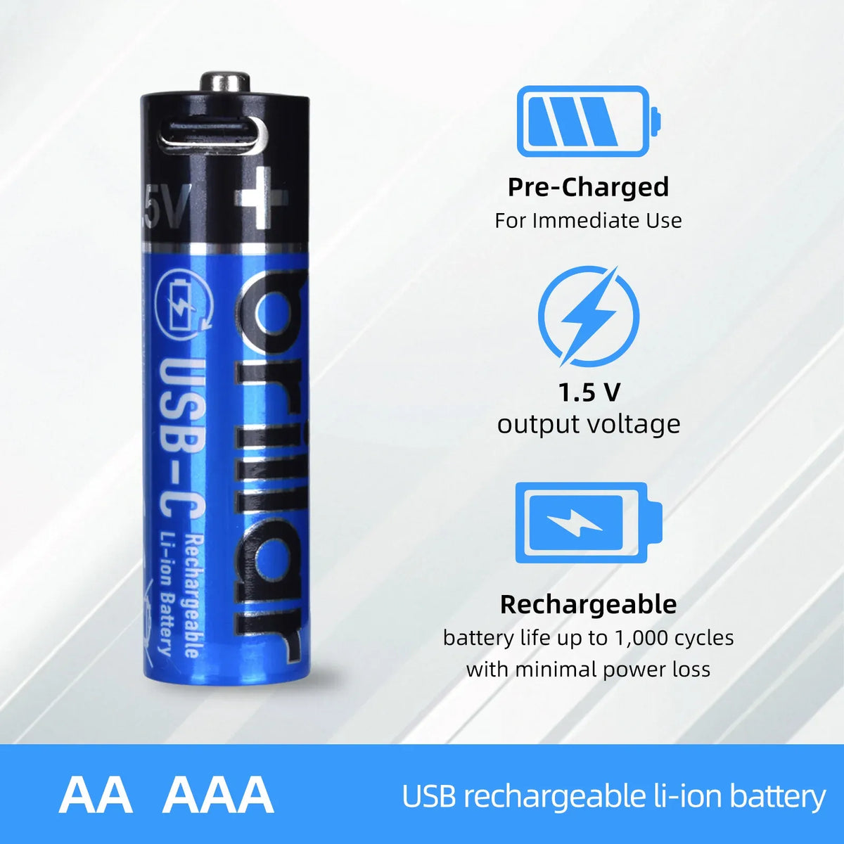 4 PCS AA USB Rechargeable LI-ION Battery