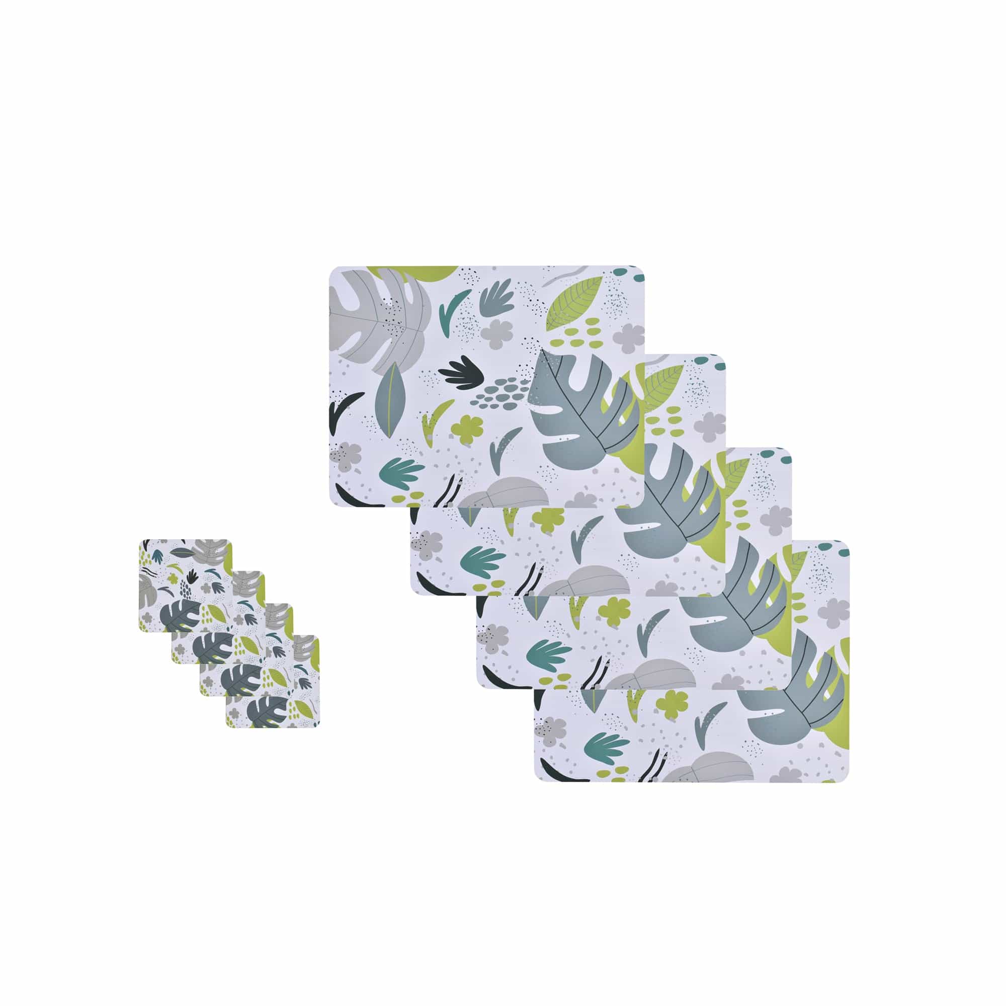 8 Pcs Clevinger  MDF Placemats and Coasters Monstera