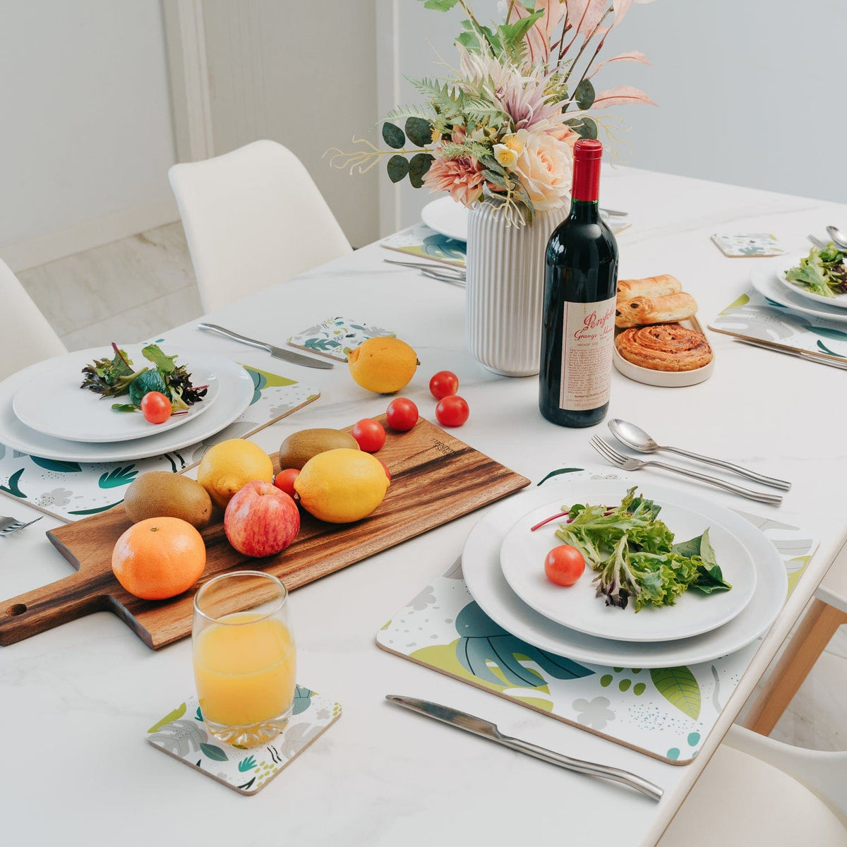 8 Pcs Clevinger  MDF Placemats and Coasters Monstera