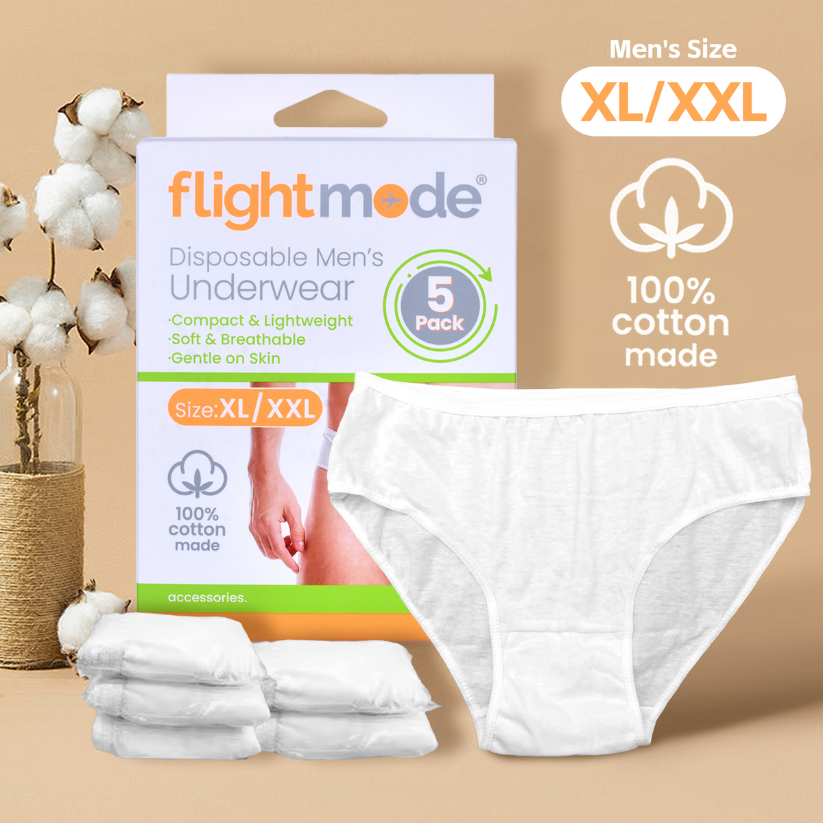 5 Pcs Men's Disposable Underware - XL/XXL