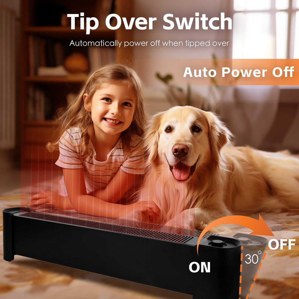 2200W Graphene Floor Electric Heater Fast Heating Efficient Portable Heater
