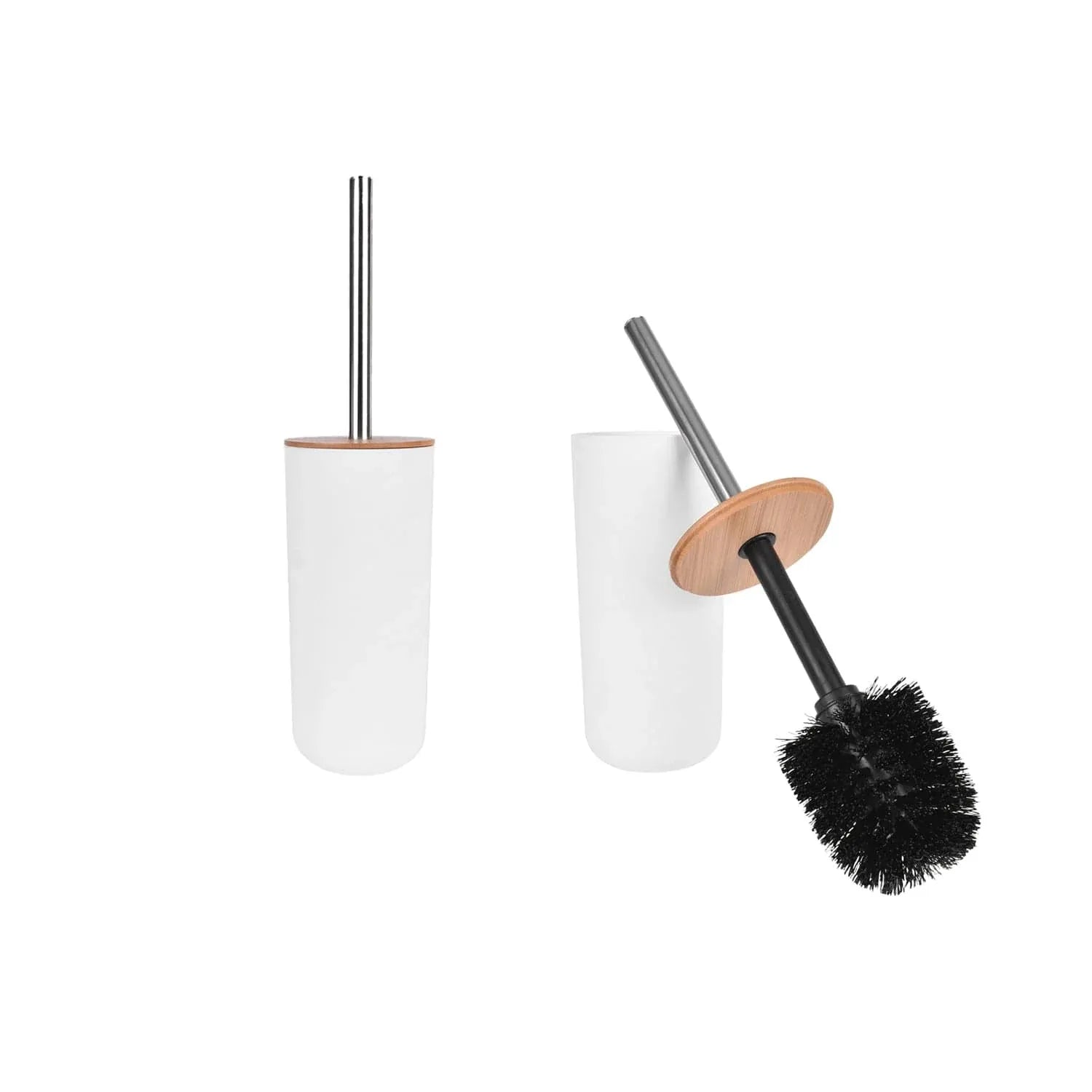 2 Pcs Bamboo-Lid Toilet Brush – Clevinger Collection, BPA-Free