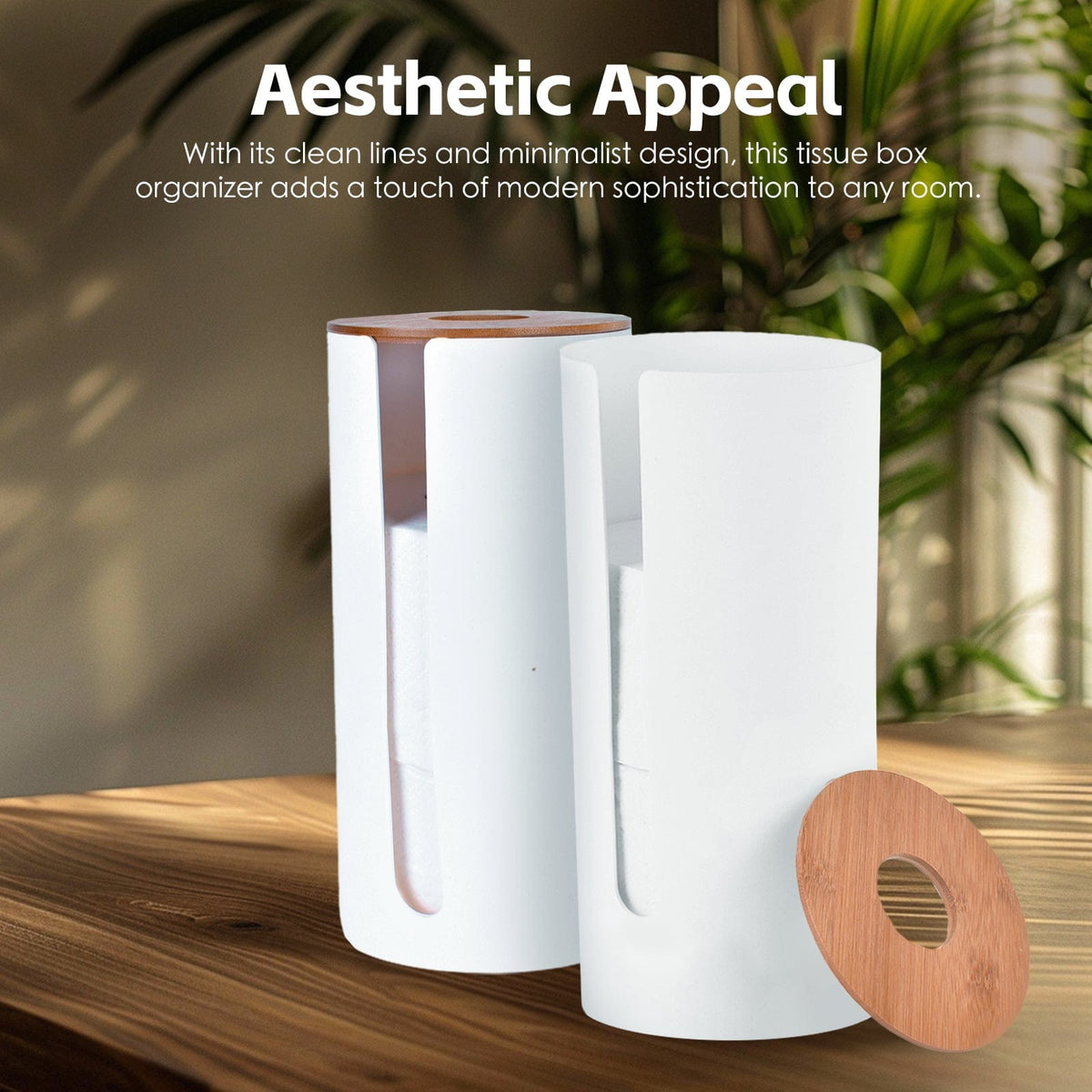 2 Pcs Bamboo Lid Toilet Roll Holder Clevinger Series Eco Friendly Moso Bamboo