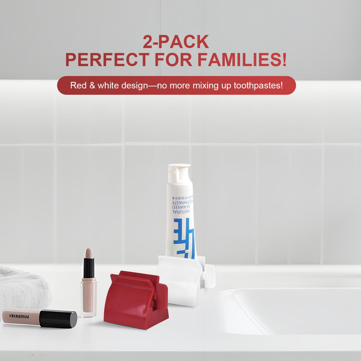 4 Pcs Toothpaste Rolling Dispensers Squeezer Compact Durable PP Non Slip Base