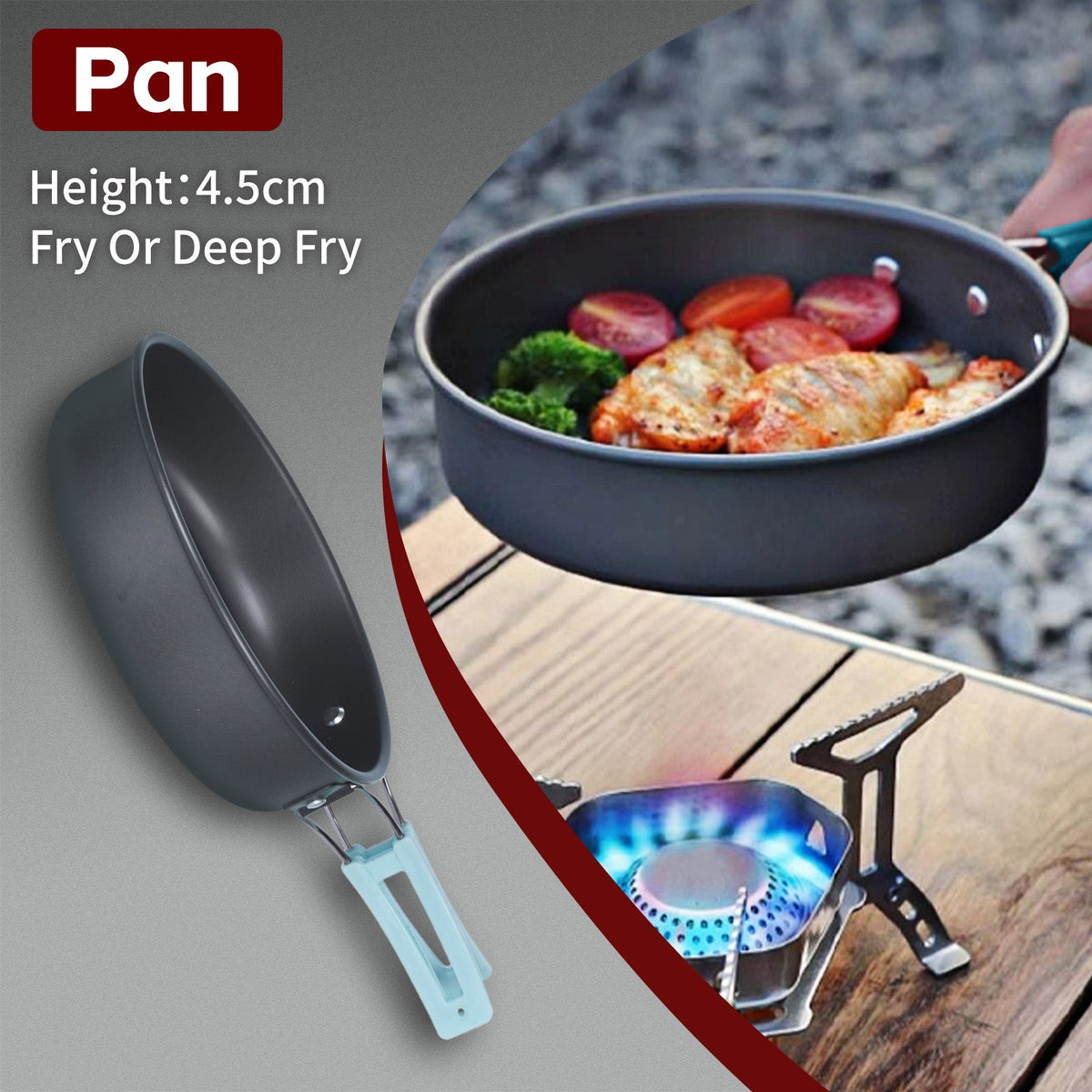 3Pcs Camping Cooking Set Anodised Aluminium Cookware Kit Heat Resistant Handles
