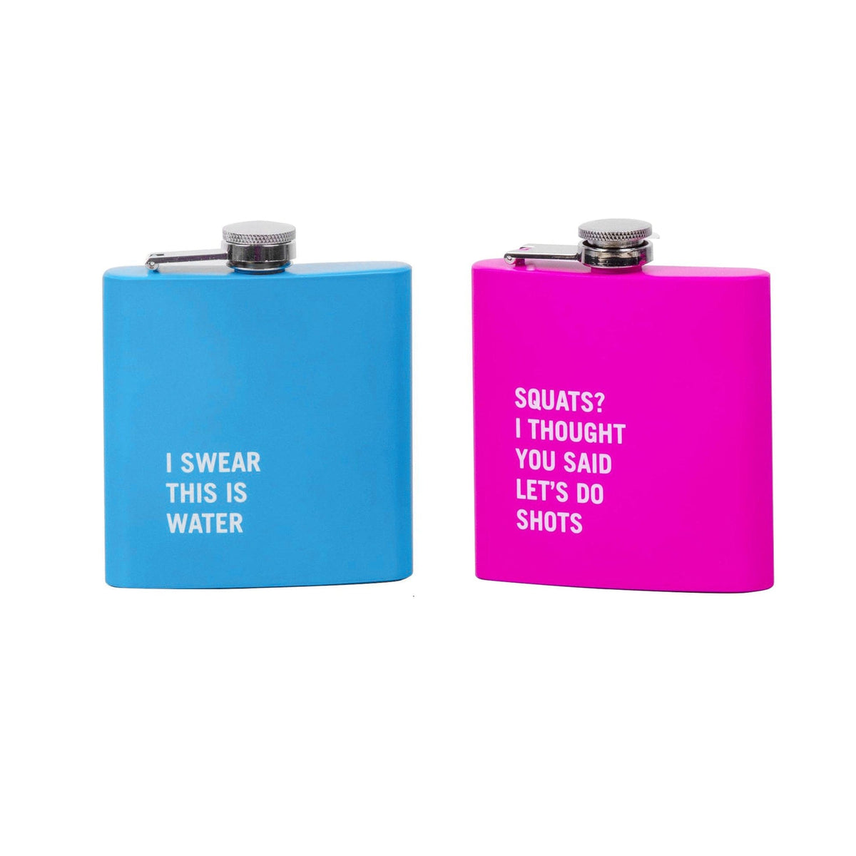 2 Pcs Stainless Steel Hip Flask 175 ml Each Funny Quotes 4 Super Bright Colours