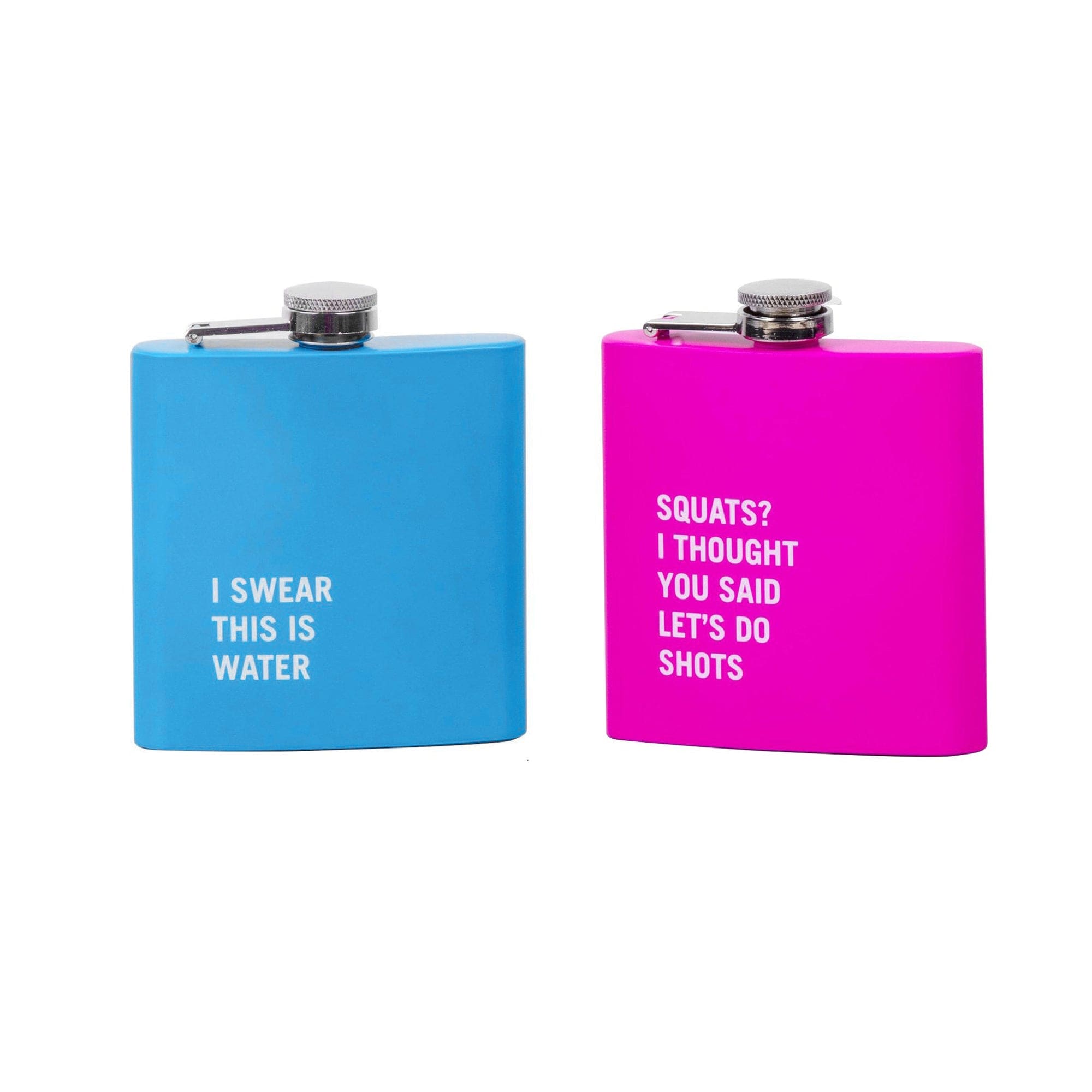 2 Pcs Stainless Steel Hip Flask 175 ml Each Funny Quotes 4 Super Bright Colours