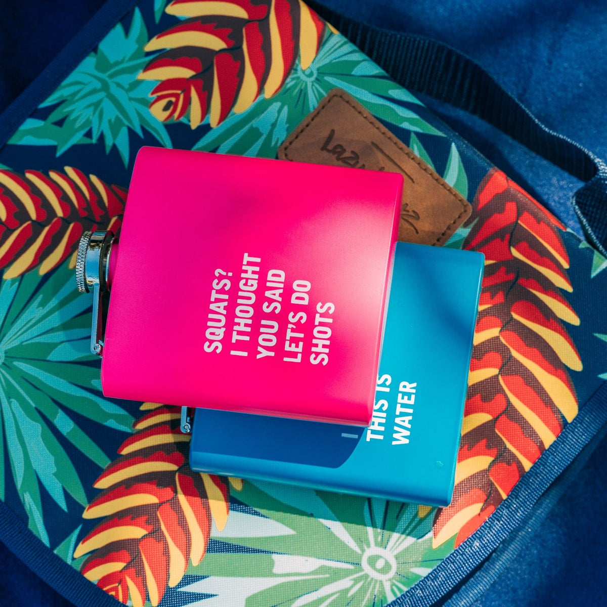 2 Pcs Stainless Steel Hip Flask 175 ml Each Funny Quotes 4 Super Bright Colours