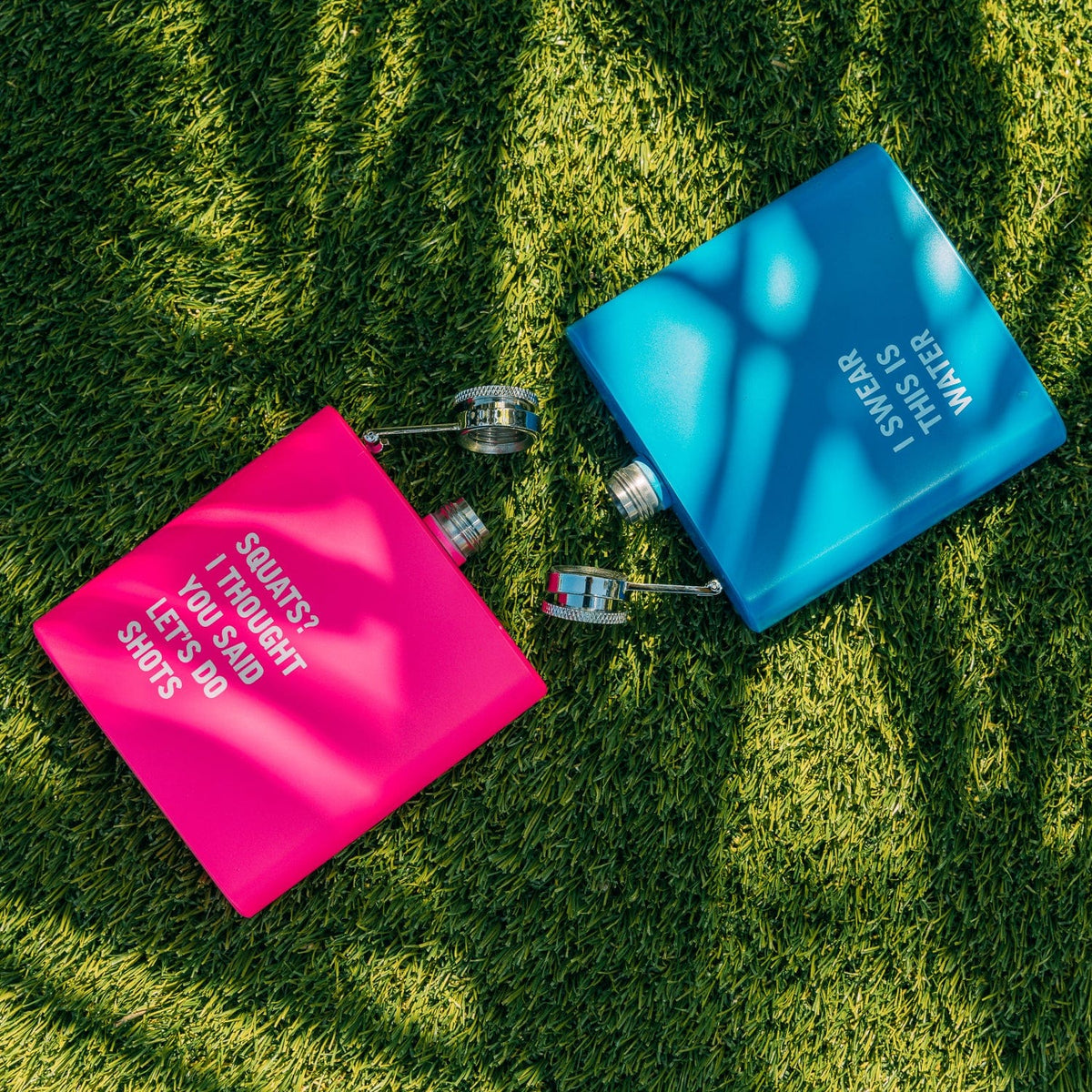 2 Pcs Stainless Steel Hip Flask 175 ml Each Funny Quotes 4 Super Bright Colours