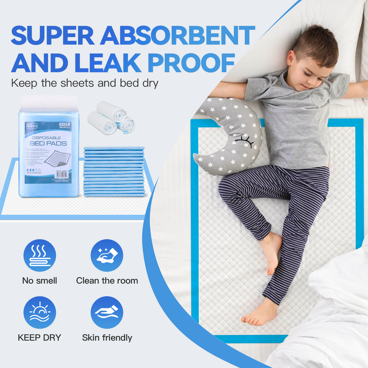 120pk Adult Disposable Bed Underpads 60 x 90cm