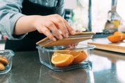 4 Pcs Large Bamboo Food Containers – Clear Glass with Bamboo Lids