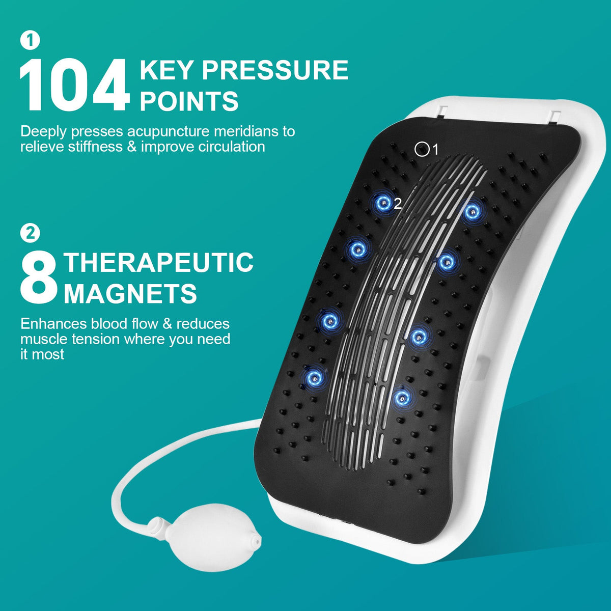 Adjustable Air Lumbar Spine Reliever Inflatable Stretcher Acupressure Magnets