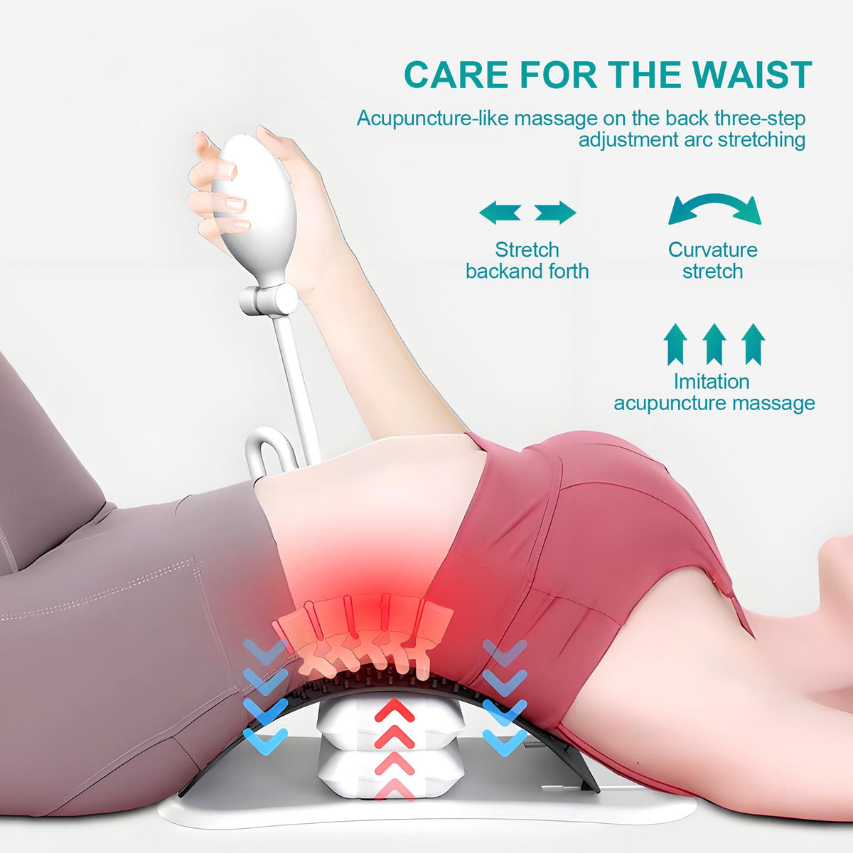 Adjustable Air Lumbar Spine Reliever Inflatable Stretcher Acupressure Magnets