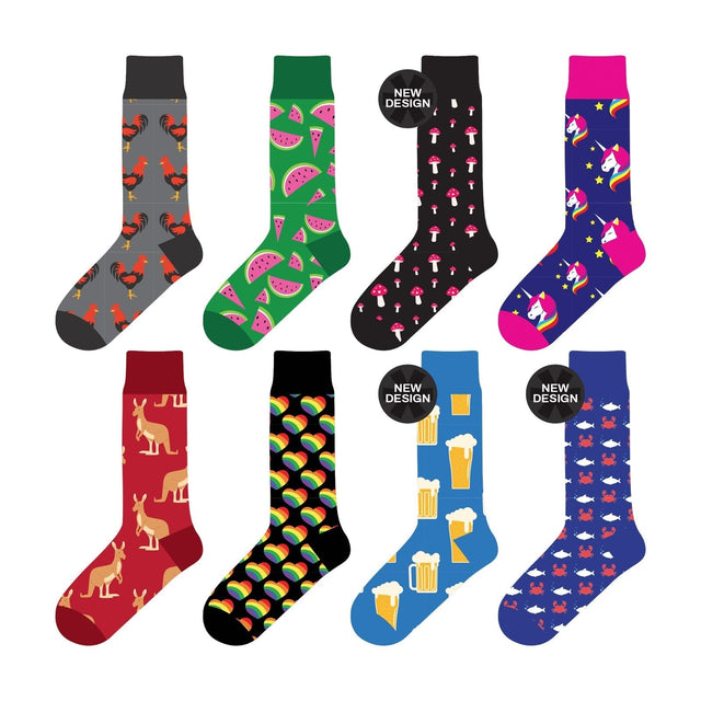 8 Pairs Colorful Dress Socks One Size 5-13 Men Women