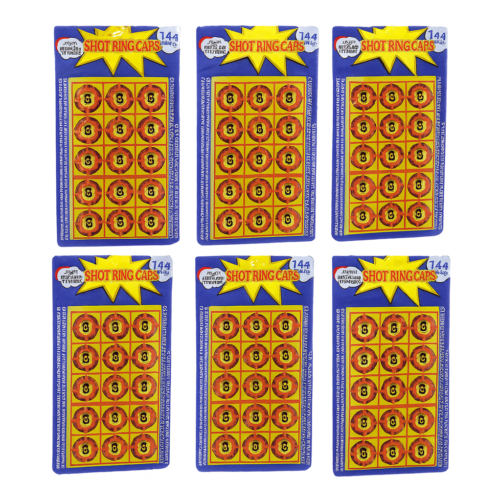 6 Cards of 8 Shot Ring Caps 144 Shots Each Total 684 Toy Gun Cap Refills