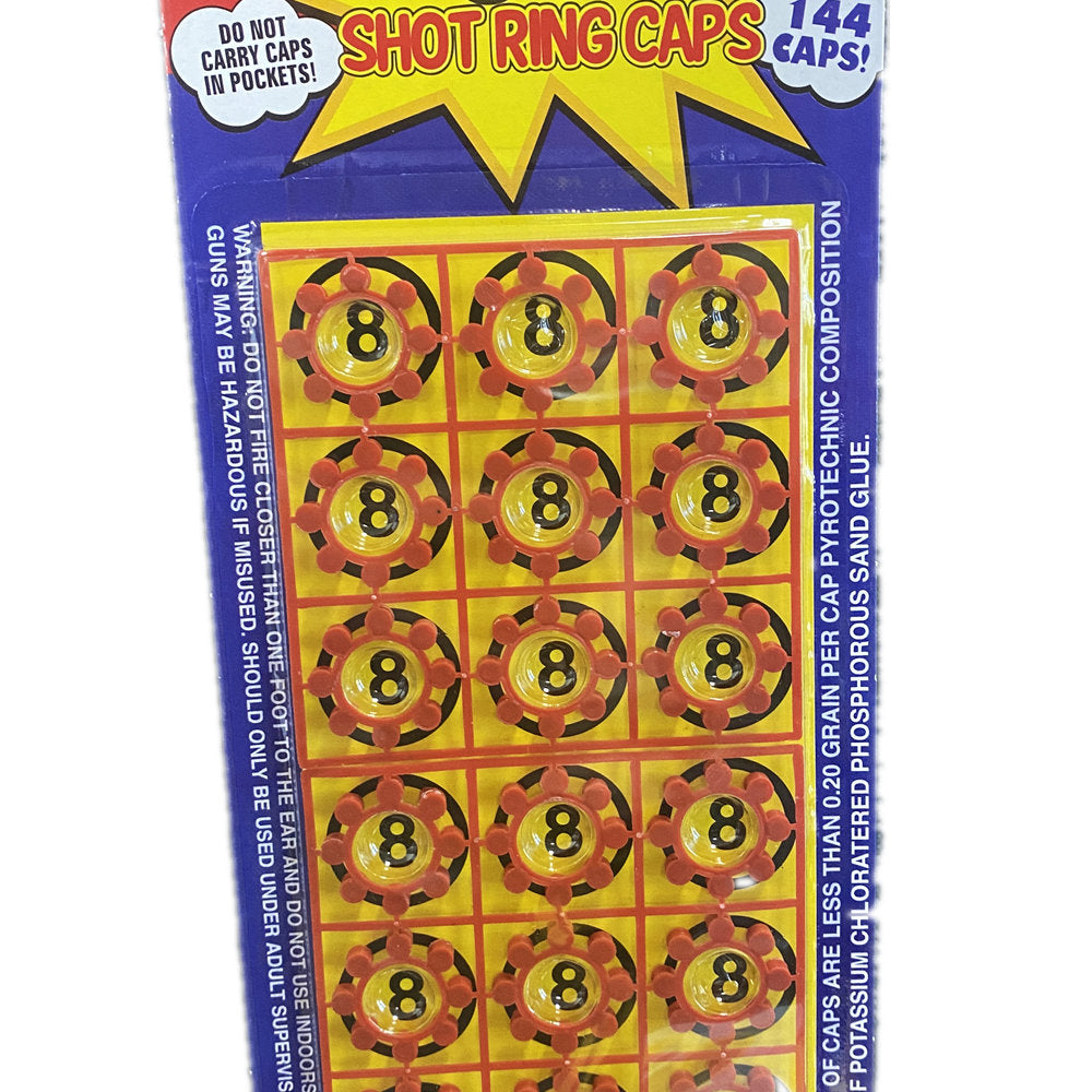 6 Cards of 8 Shot Ring Caps 144 Shots Each Total 684 Toy Gun Cap Refills