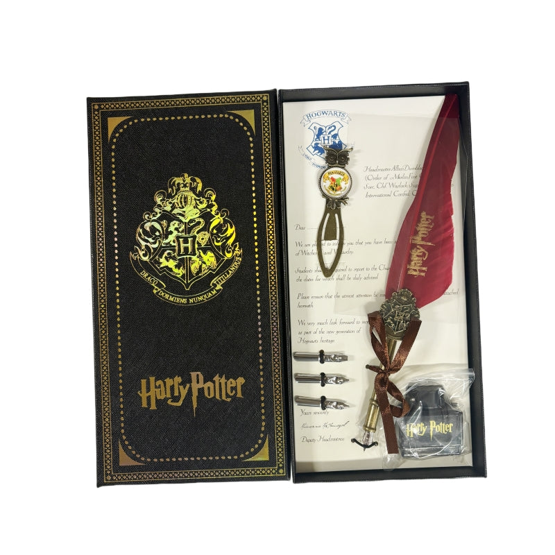 Harry Potter Vintage Feather Dip Pen Writing Set w/ ink Pen Gifts NAVY BLUE