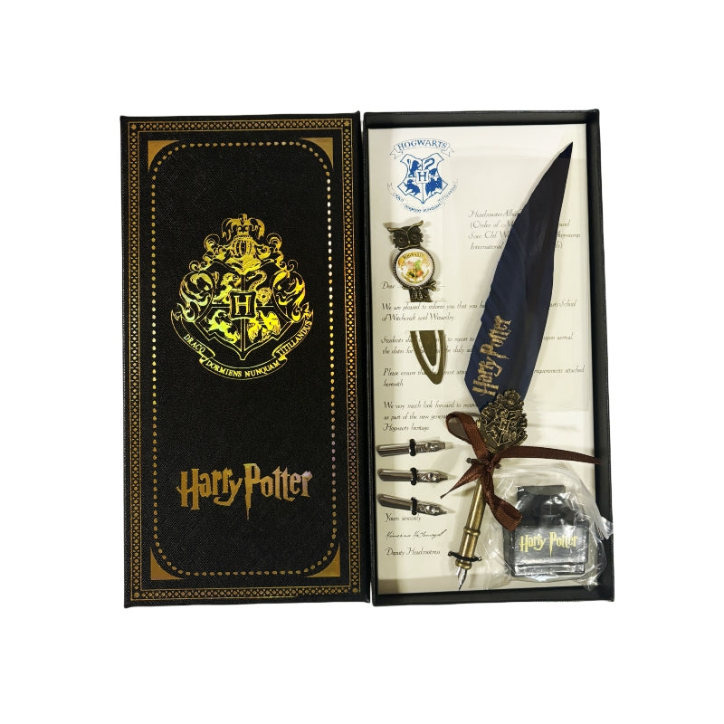 Harry Potter Vintage Feather Dip Pen Writing Set w/ ink Pen Gifts NAVY BLUE