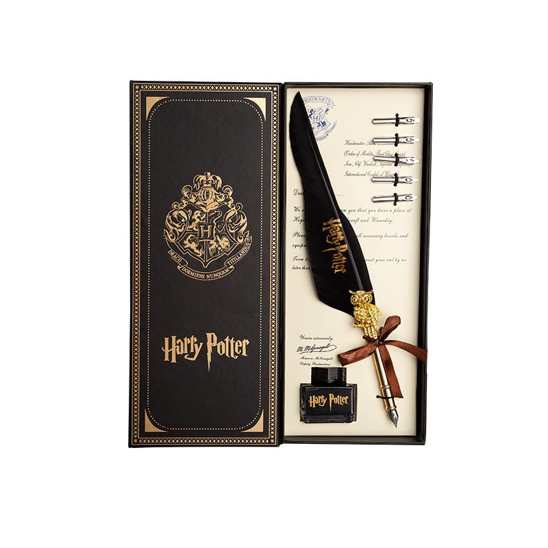 Harry Potter Vintage Feather Dip Pen Writing Set w/ ink Pen Gifts NAVY BLUE
