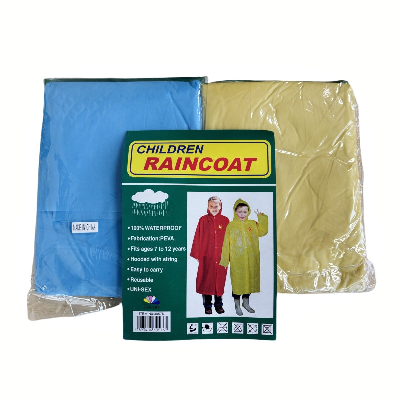 2 PCs of PEVA CHILDS' RAINCOATs fits 7~12years - 2x Blue