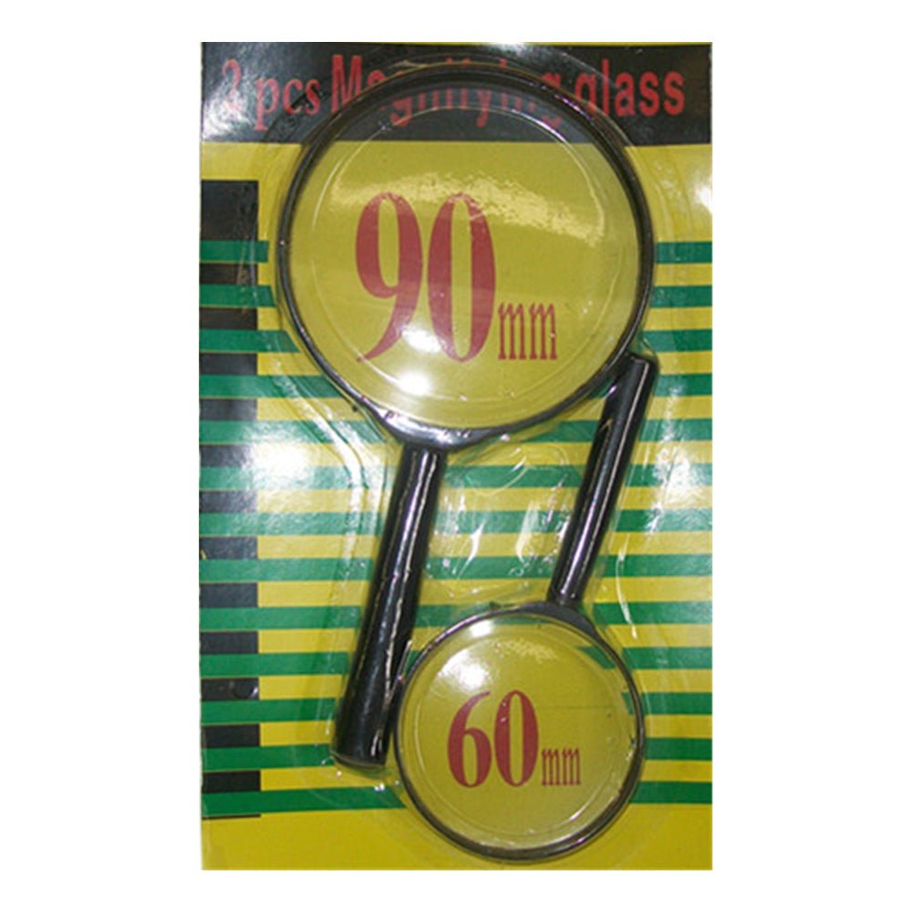 pk of 2 Magnifying Glasses w/ Handle Magnifiers 90mm & 60mm Zooming Lens Reading