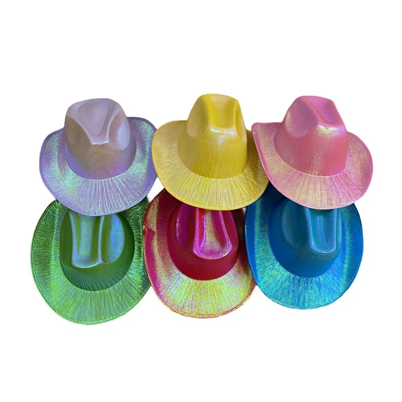 Holographic Cowboy Party Hat (Adult Size) - Yellow