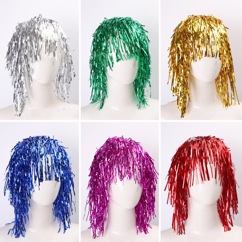 Party tinsel wig-assorted colour - Red