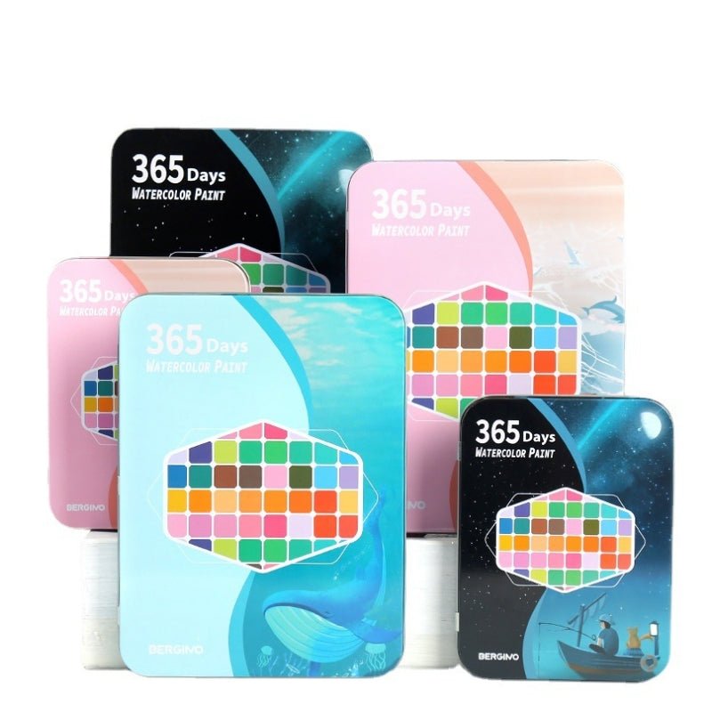 Water paint colour set w/ brush metal case 60 PCs Concentrated block Blue