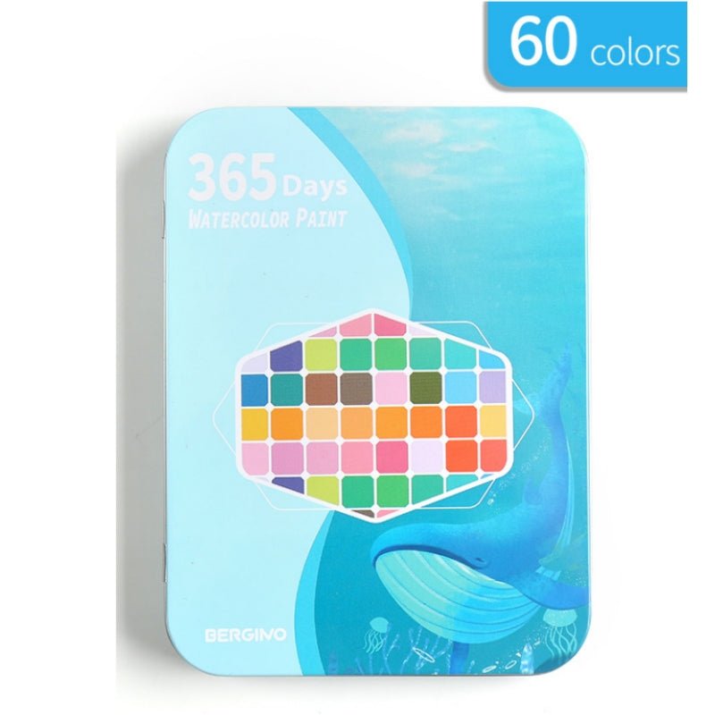 Water paint colour set w/ brush metal case 60 PCs Concentrated block Blue