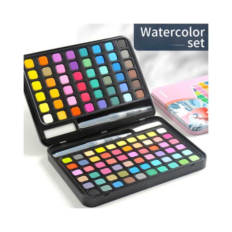 Water paint colour set w/ brush metal case 60 PCs Concentrated block Pink