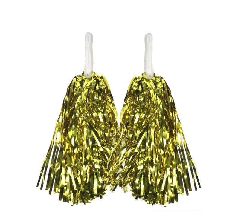 4 Sets 8pcs Metallic Team Girls Cheerleading Dance Dress Pom Poms Pompoms Gold
