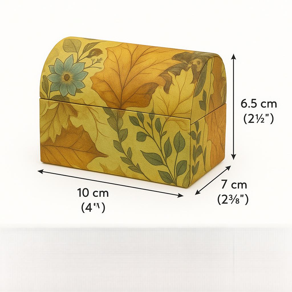 2 pk Decorative Floral Boxes Autumn Leaf Pattern Handmade Paper Trinket Boxes