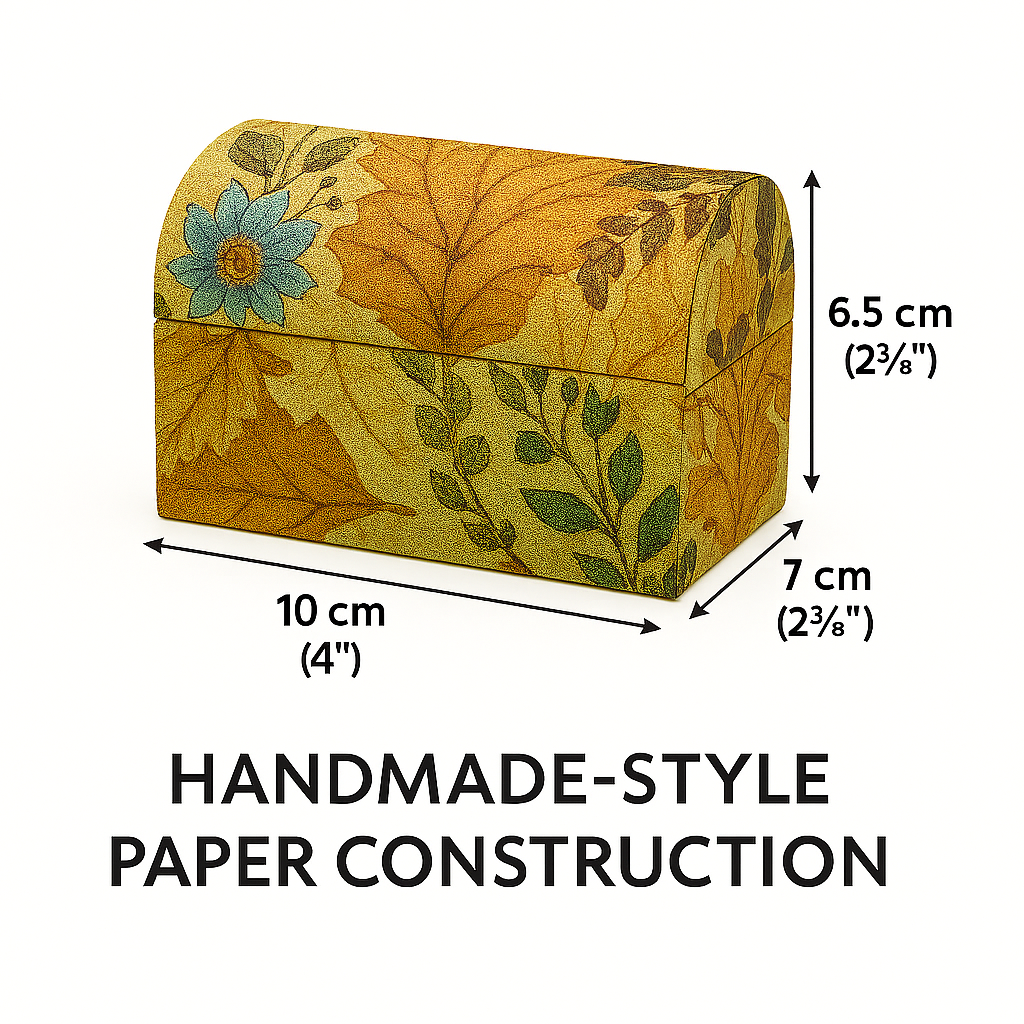2 pk Decorative Floral Boxes Autumn Leaf Pattern Handmade Paper Trinket Boxes
