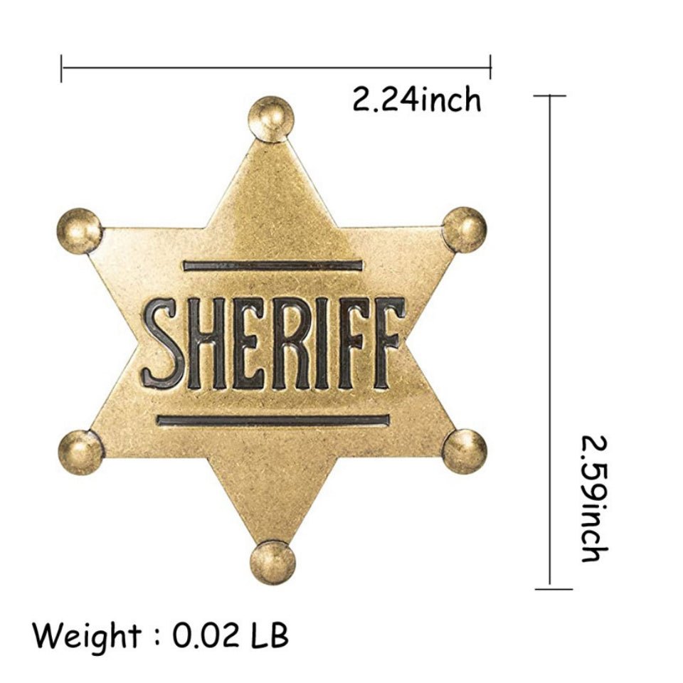 METAL SHERIFF BADGE ASSORTED COLOURS - Ancient Bronze
