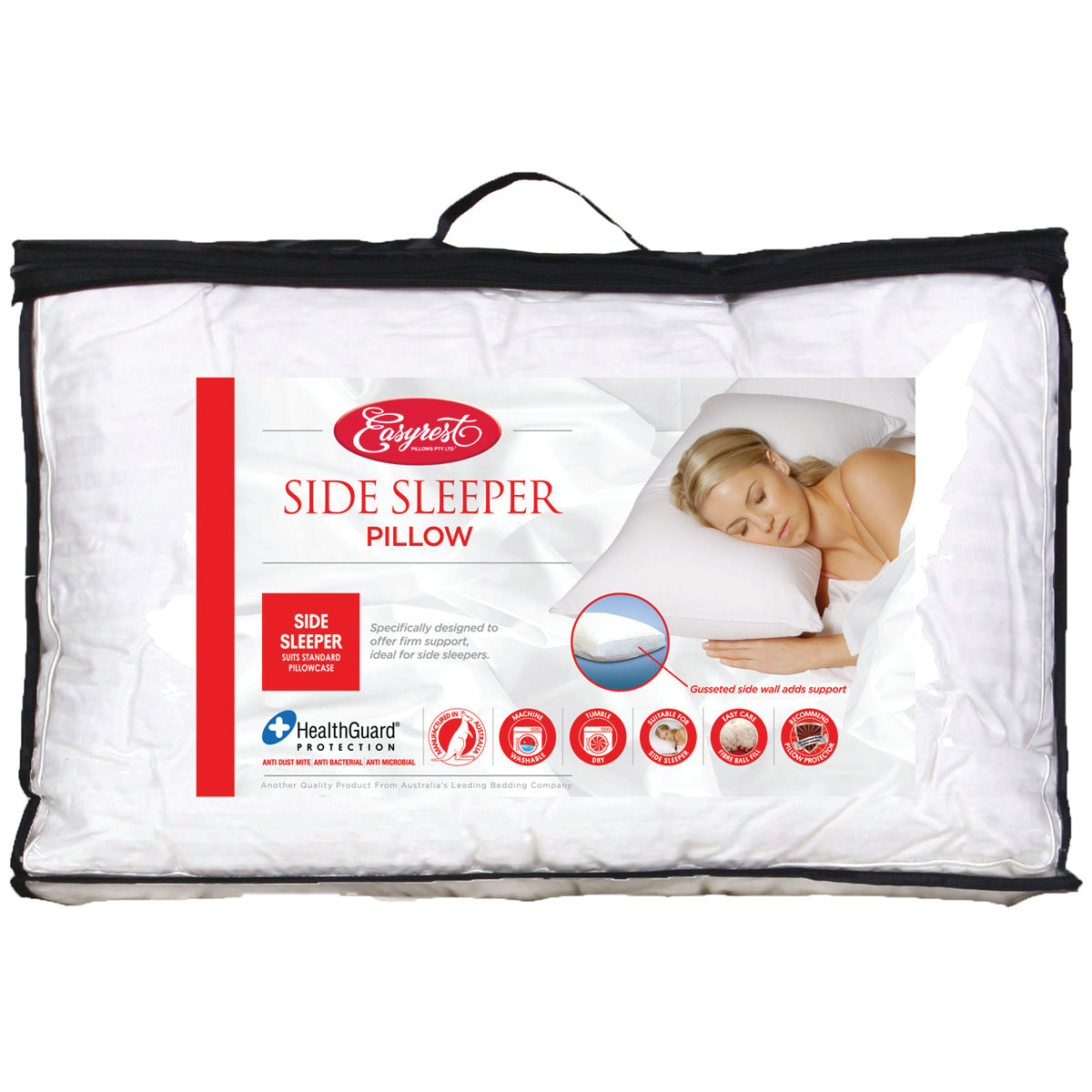 Easy Rest Fibre Ball Fill Side Sleeper Pillows Machine Washable