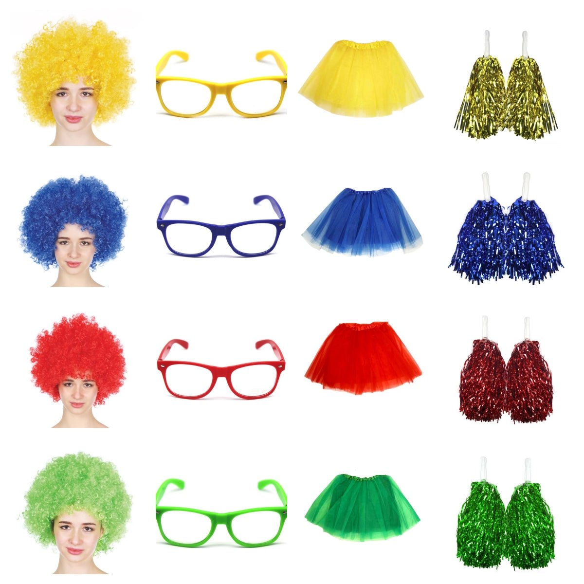School house carnival colour celebrates kit Wig Glasses Tutus & Pom Poms Yellow
