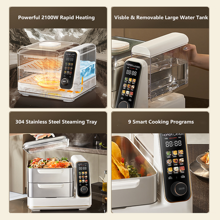 Hoper Layer Electric Food Steamer 16L Large Capacity 10 Second - Timer