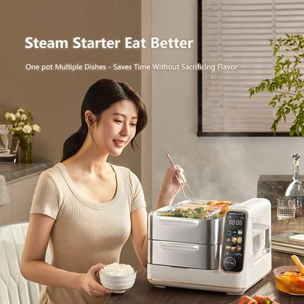 Hoper Layer Electric Food Steamer 16L Large Capacity 10 Second - Timer